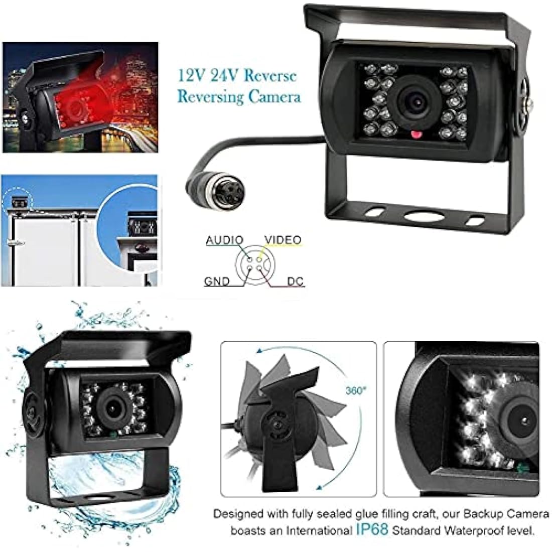 BEYI 1080P Reversing Camera Kit | 7" HD Monitor IP68 Waterproof for Trucks