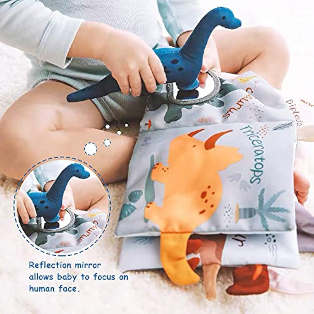 Richgv Soft Baby Sensory Book – Dinosaur Crinkle Toy for Stroller & Travel