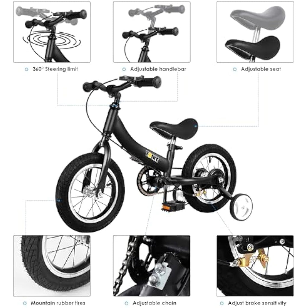 2-in-1 Kids Balance Bike with Pedals and Training Brake
