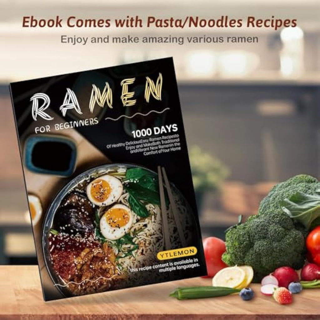 YTLEMON Ceramic Ramen Bowl Set of 2 | 34oz Japanese Noodle Bowls - Black