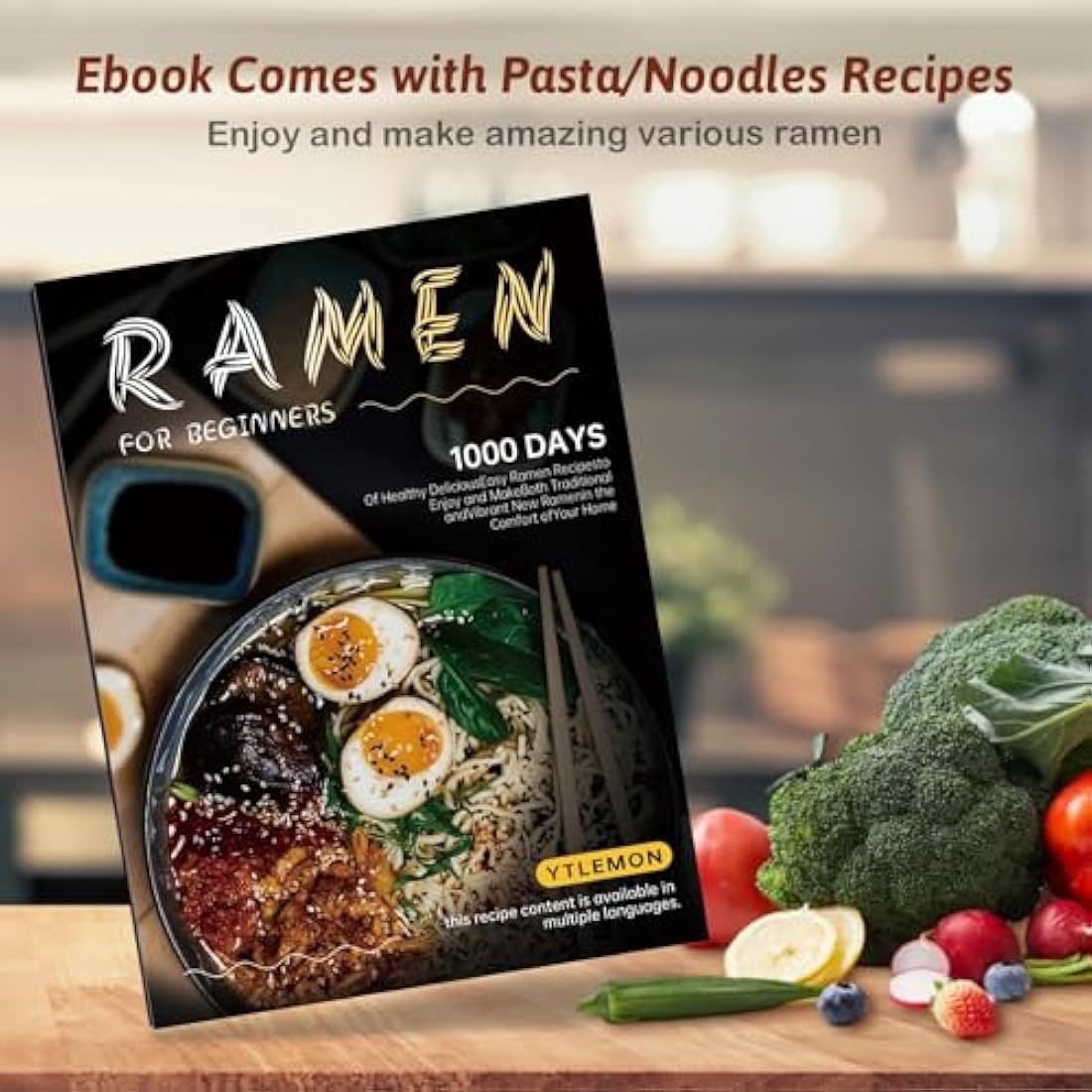 YTLEMON Ceramic Ramen Bowl Set of 2 | 34oz Japanese Noodle Bowls - Black