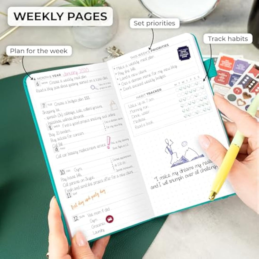 Clever Fox Pocket Weekly Undated Goal Planner - Mini 10x17.5cm Turquoise