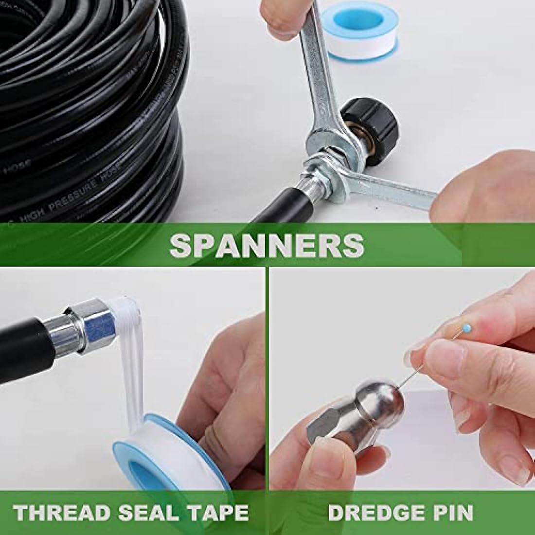 Jolof Store 10M Pressure Washer Drain Cleaning Hose Kit for Karcher K2-K7