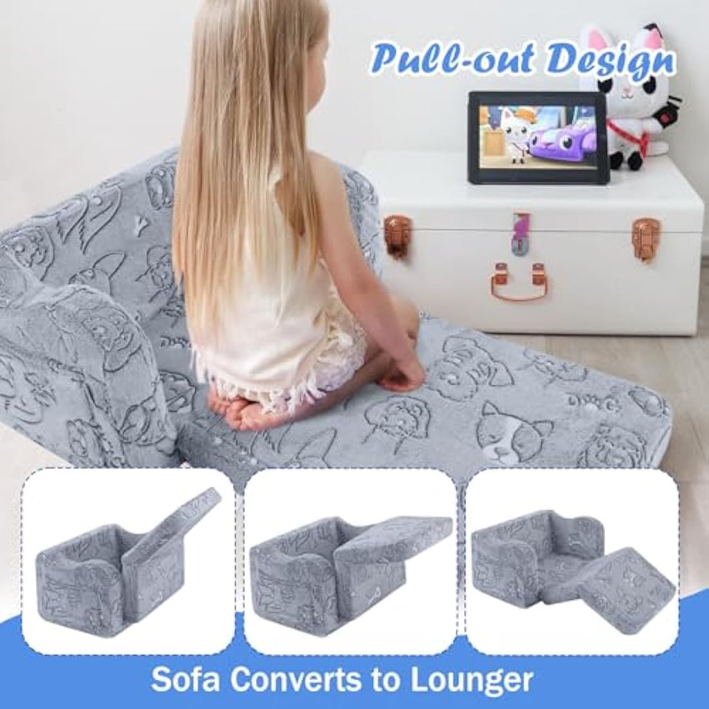 MeMoreCool Kids Glow in The Dark Sofa – Plush Foldable Toddler Lounger