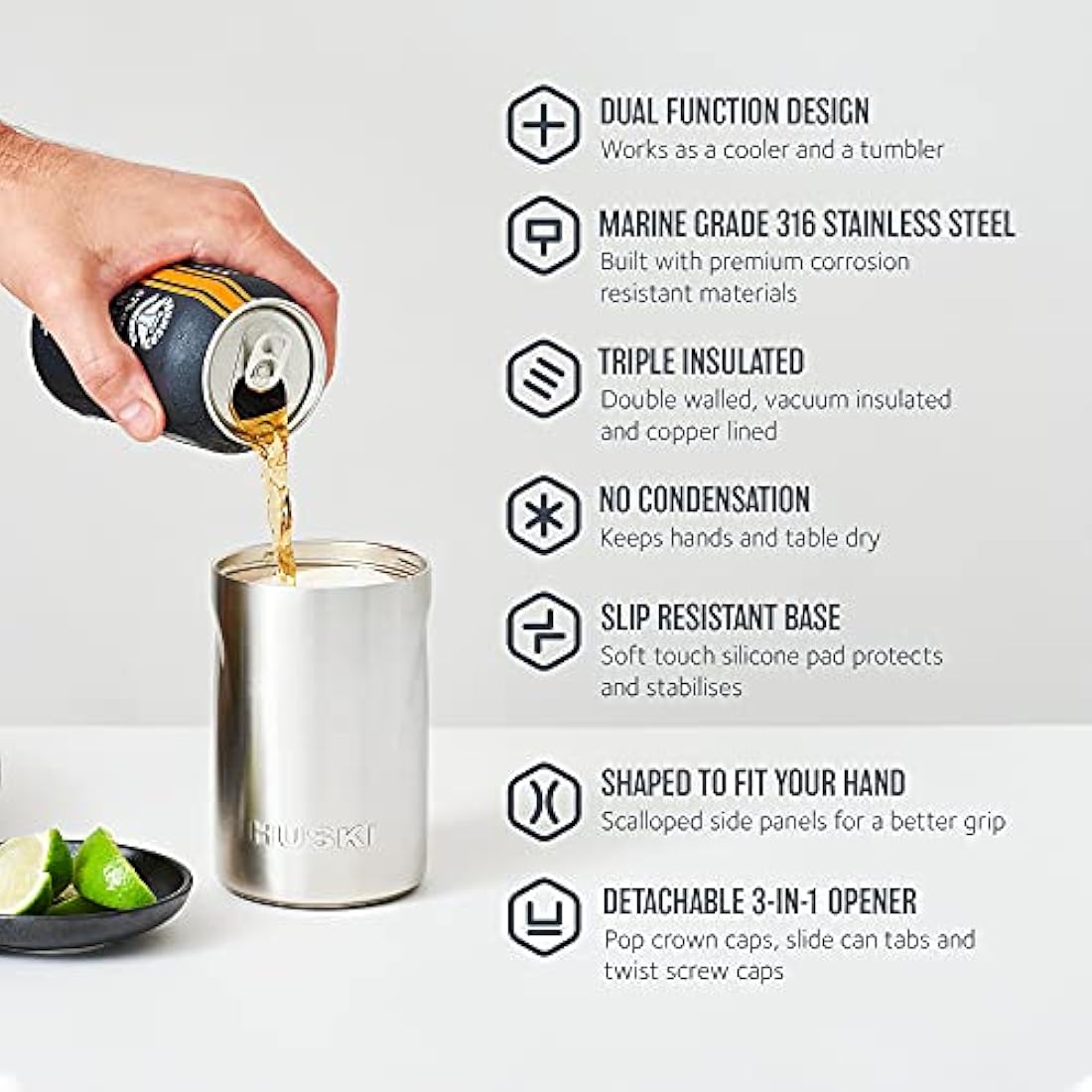 Huski Beer Cooler 2.0 – Triple Insulated Stainless Steel Can Holder