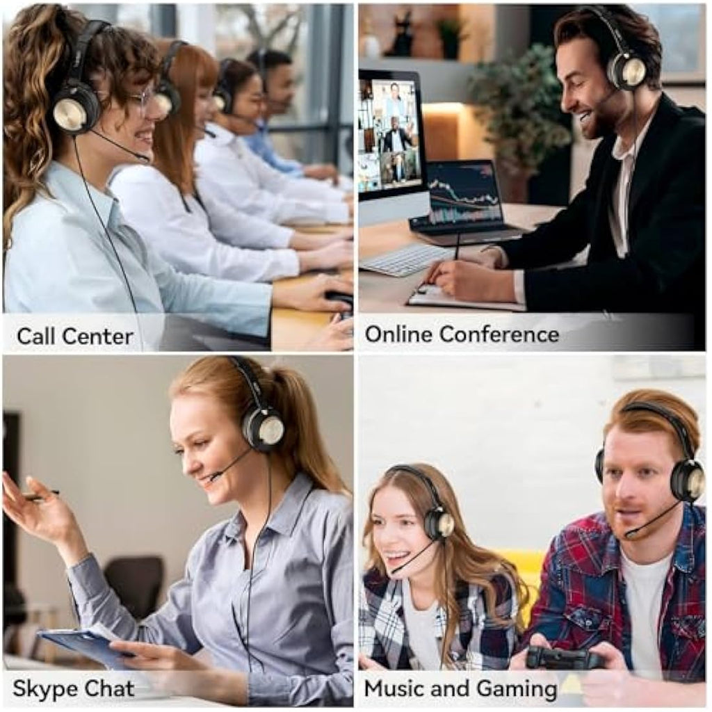 Wantek 3-in-1 USB Headset with Noise Cancelling Mic for PC & Laptop