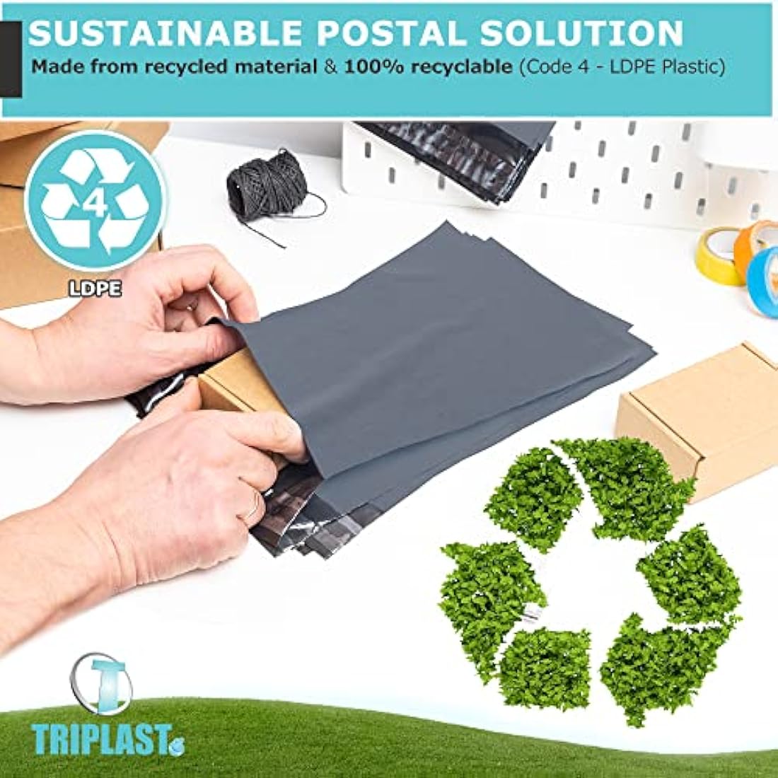 Triplast Large Mailing Bags | 17x24 Inch Self-Seal Poly Mailers (50 Pack)