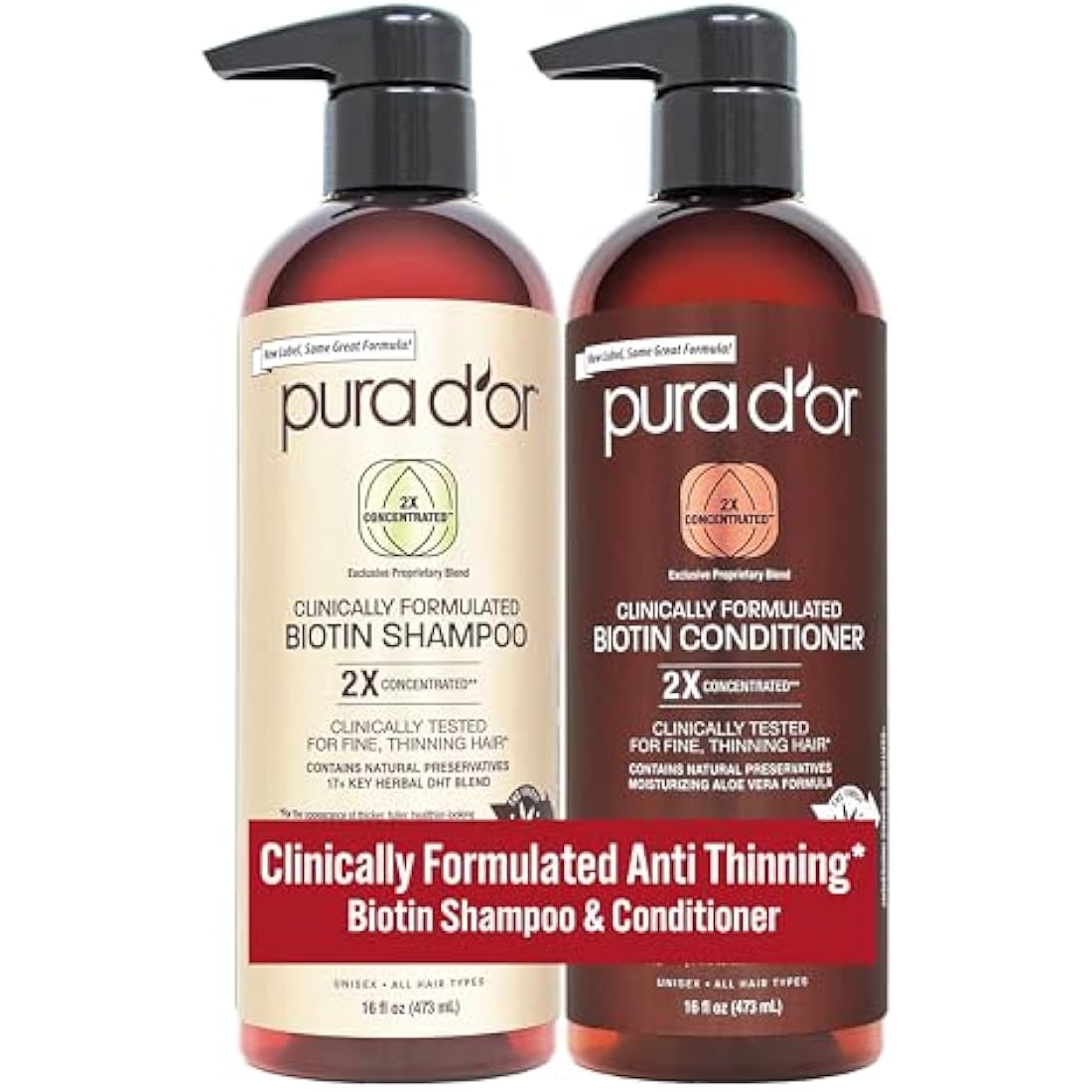 PURA D'OR Professional Hair Thinning Therapy Shampoo & Conditioner Set