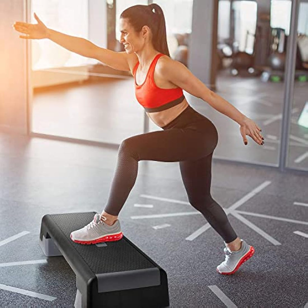 POWRX Professional Aerobic Step Board – Height Adjustable Fitness Stepper