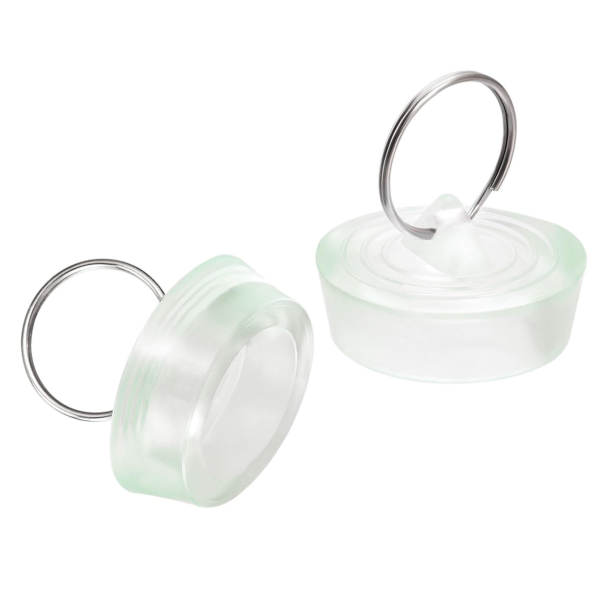 sourcing map Rubber Sink Plug, Drain Stopper Clear Blue Fit 34.5-37mm with Hanging Ring for Bathtub Kitchen and Bathroom 2 Pcs - image 1