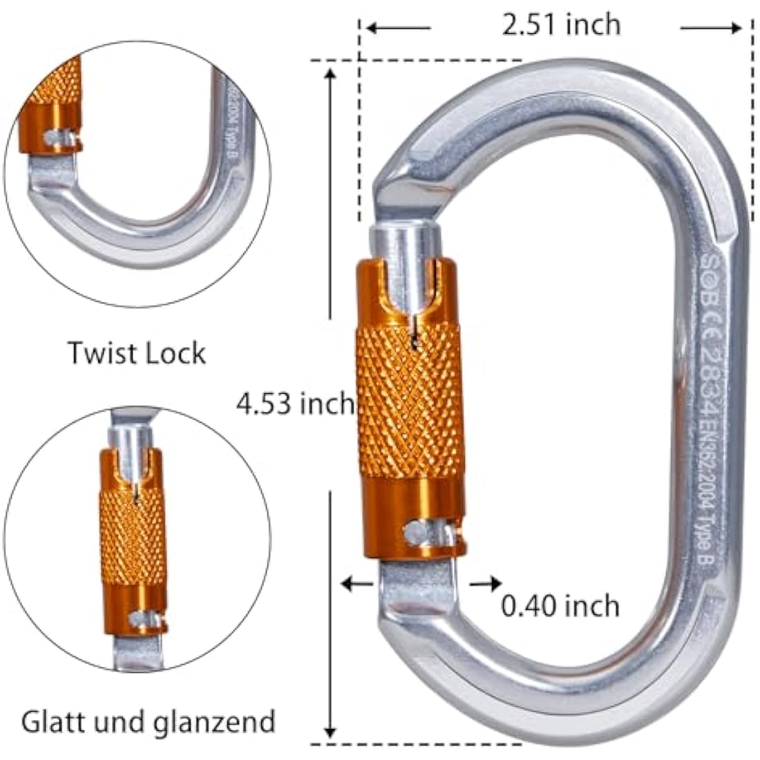 22KN Auto Locking Climbing Carabiner | 7075 Aluminum