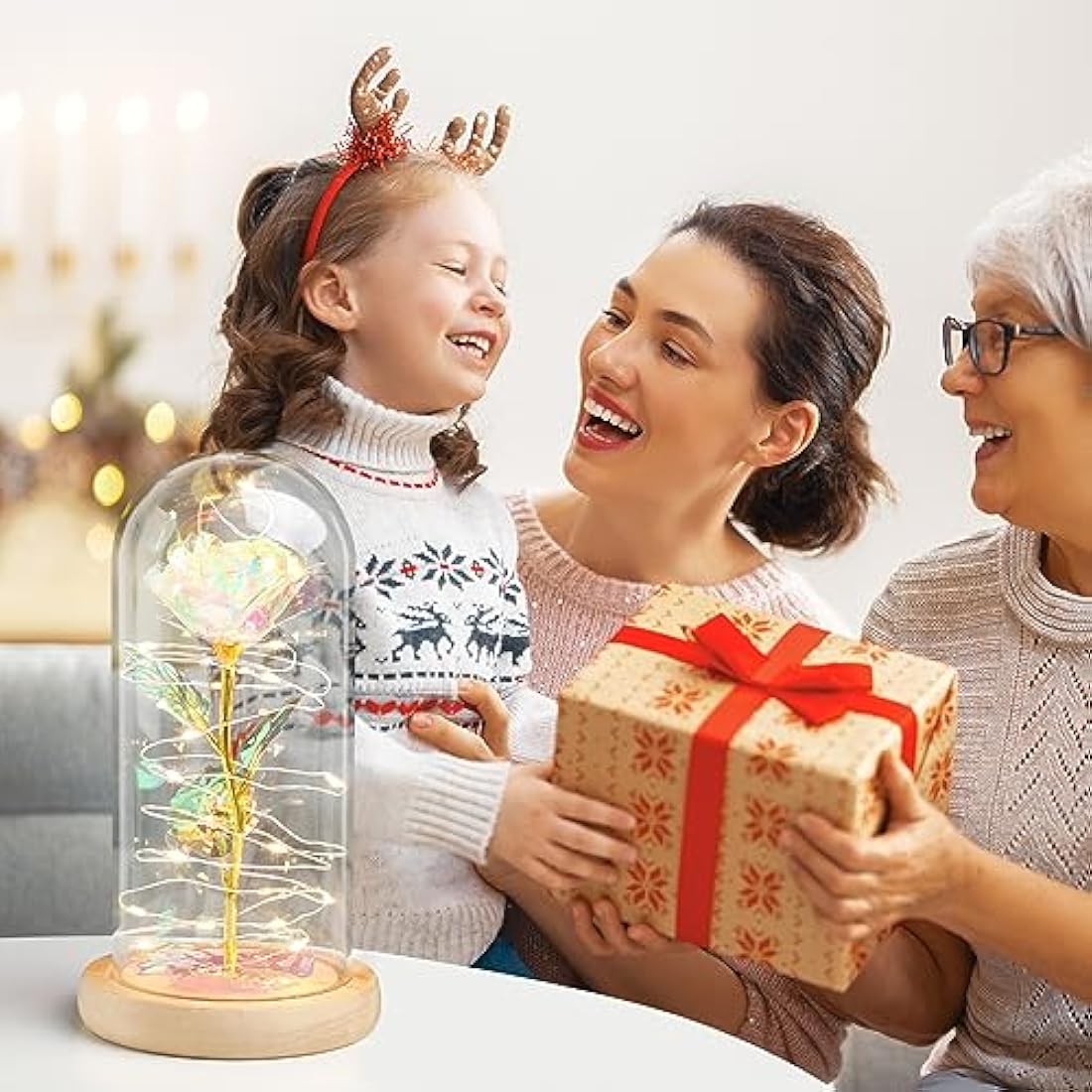 Galaxy Eternal Rose in Glass Dome – LED Artificial Flower Gift