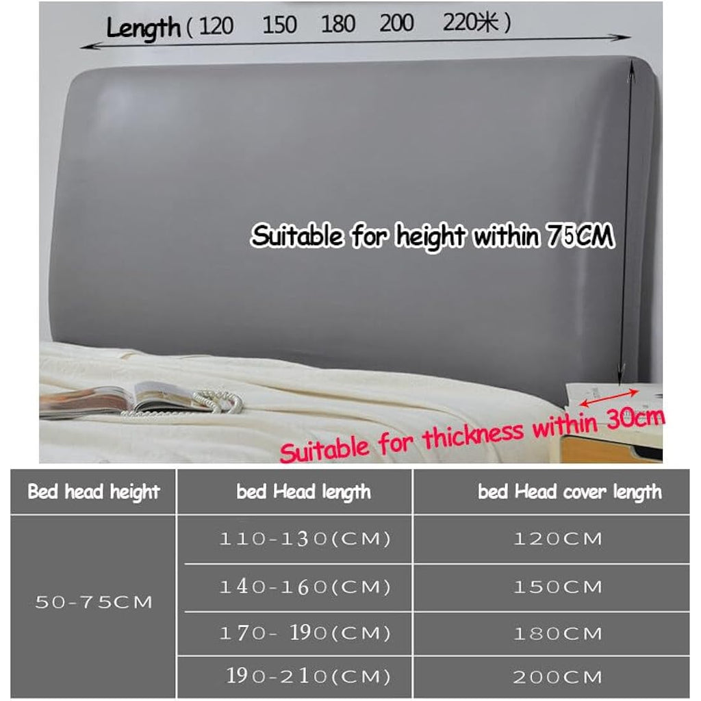 Waterproof PU Leather Headboard Cover – Coffee, 150cm