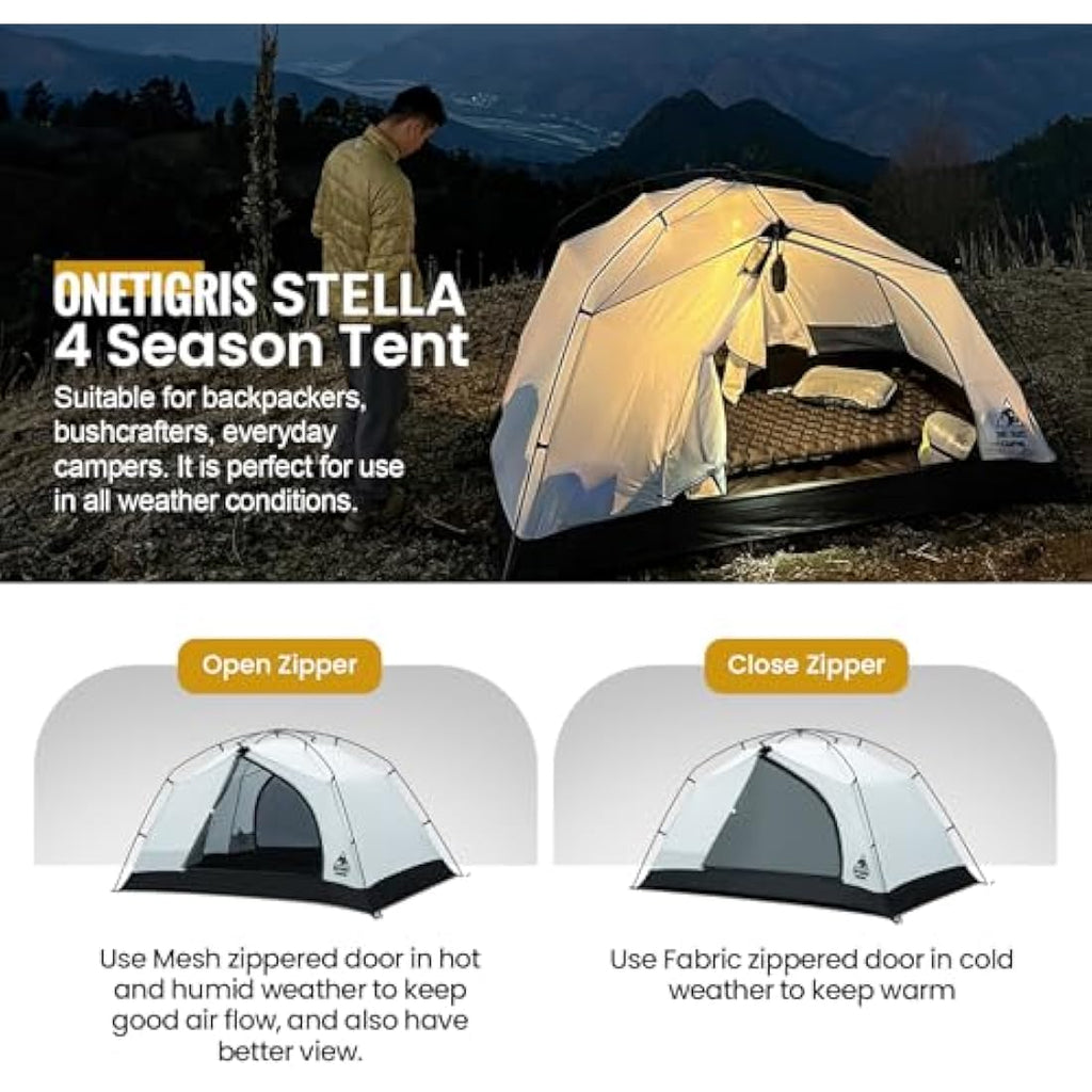 OneTigris Stella 2 Person 4-Season Backpacking Tent | 3000mm Waterproof