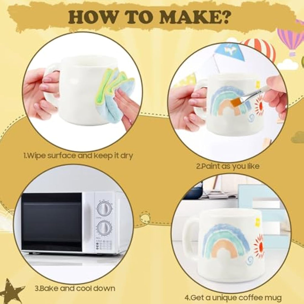 DIY Paint Your Own Mug Set - 2 Pack Ceramic Pottery Kit