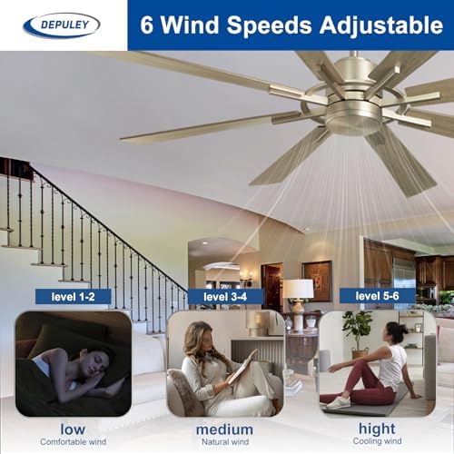 Depuley 72 Inch Large Outdoor Ceiling Fan | 8-Blade Quiet DC Motor
