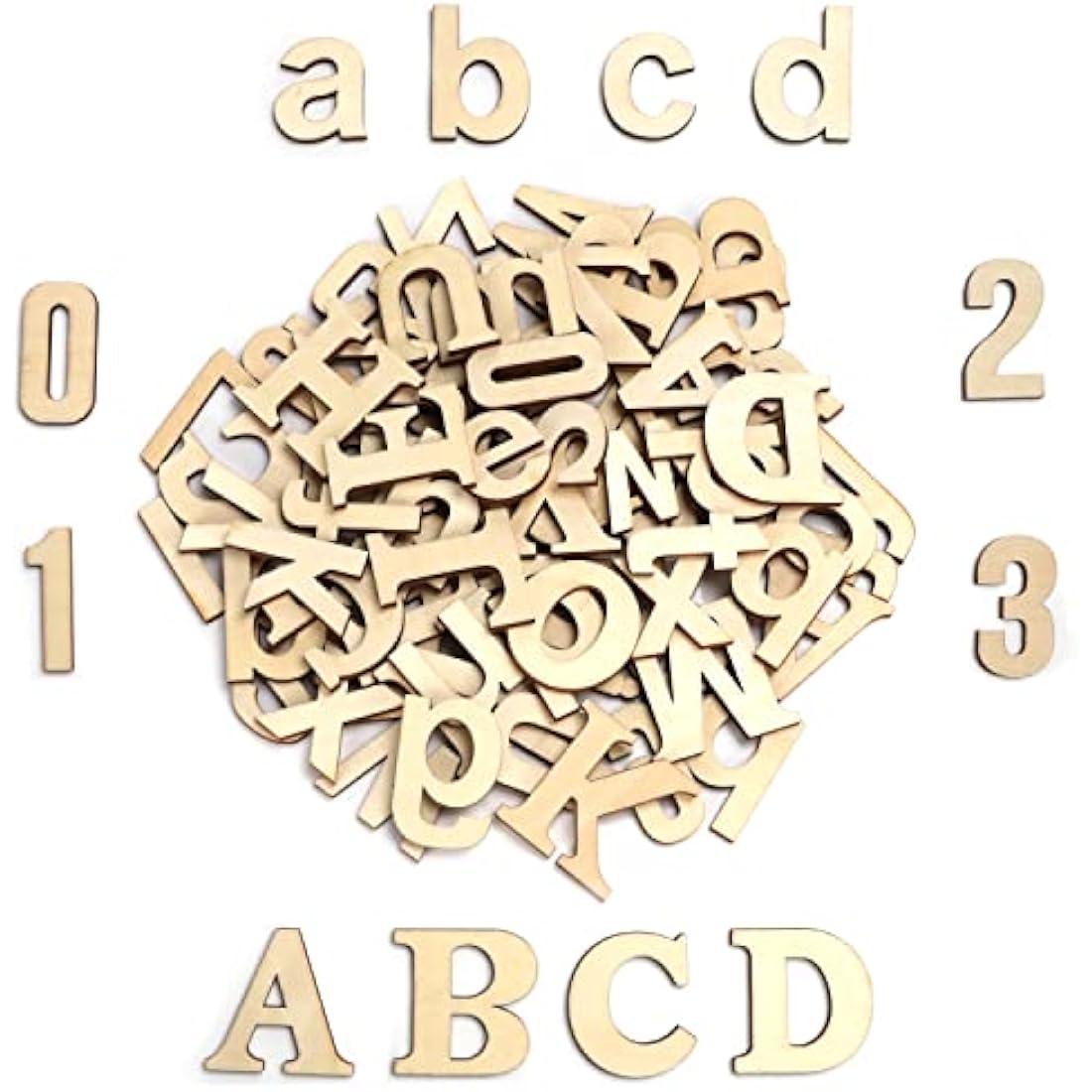 Jolof Store 124pc Unfinished Wooden Letters & Numbers for DIY Crafts