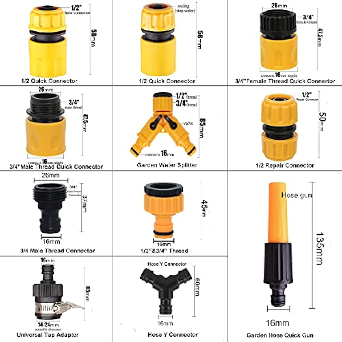 BABADU 20-Pack Garden Hose Connector Kit – Quick Connect Fittings Set