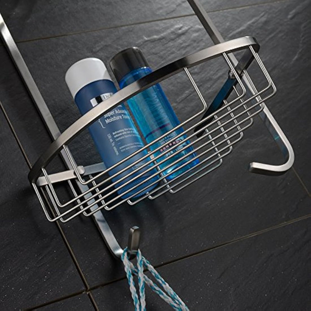 Konhard 2-Tier Corner Shower Basket – Brushed Stainless Steel Shelf
