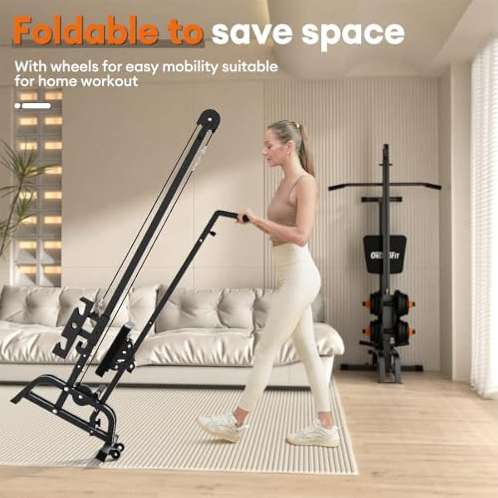 ONETWOFIT 2-in-1 Foldable Rowing Machine & LAT Pull Down Home Gym