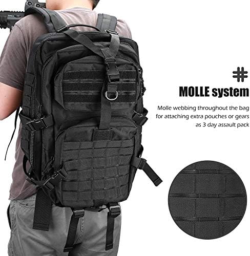 ProCase Military Tactical Backpack | 42L Large Assault Pack – Black