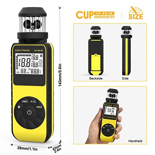 AOPUTTRIVER Handheld Anemometer – 360° Wind Speed Meter with LCD Screen