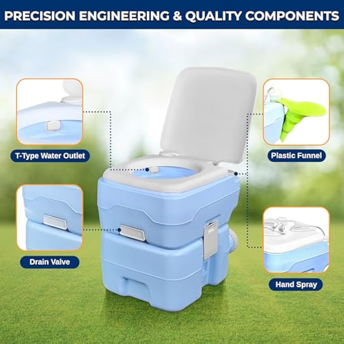 SereneLife 20L Portable Toilet | Leak-Proof Camping Porta Potty