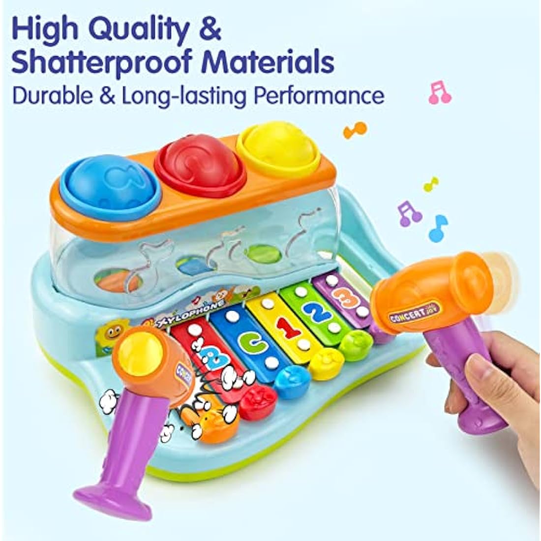 HOLA 2-in-1 Pound a Ball with Xylophone – Musical Educational Toy