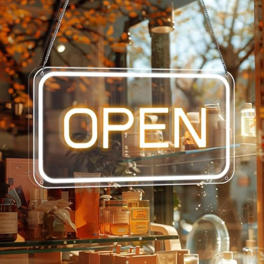 LED Neon Open Sign | 16x9 Dimmable USB Light for Business
