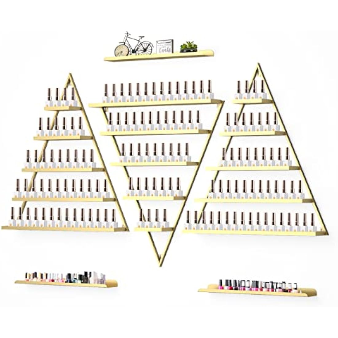 Kalolary 5-Tier Gold Metal Wall-Mounted Nail Polish Rack & Display Shelf