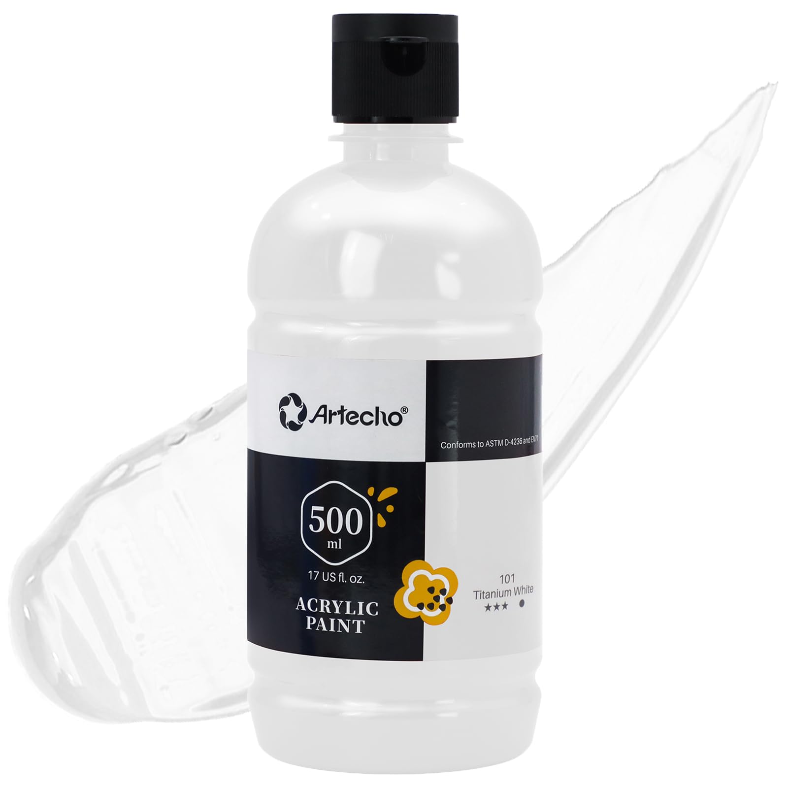 Artecho Titanium White Acrylic Paint - 500ml Non-Toxic Craft Paint