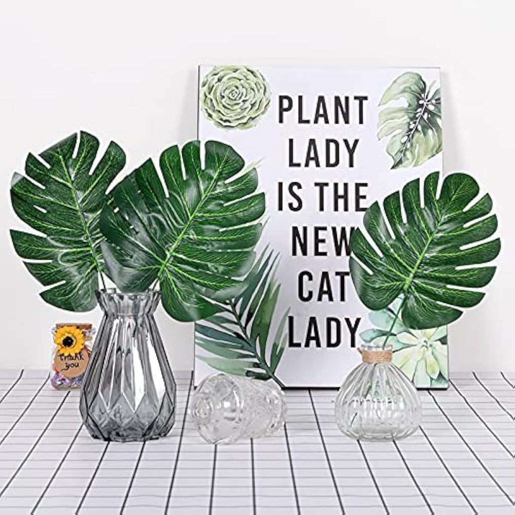 Jolof Store 20 Pcs Artificial Monstera Palm Leaves with Stems for Decor