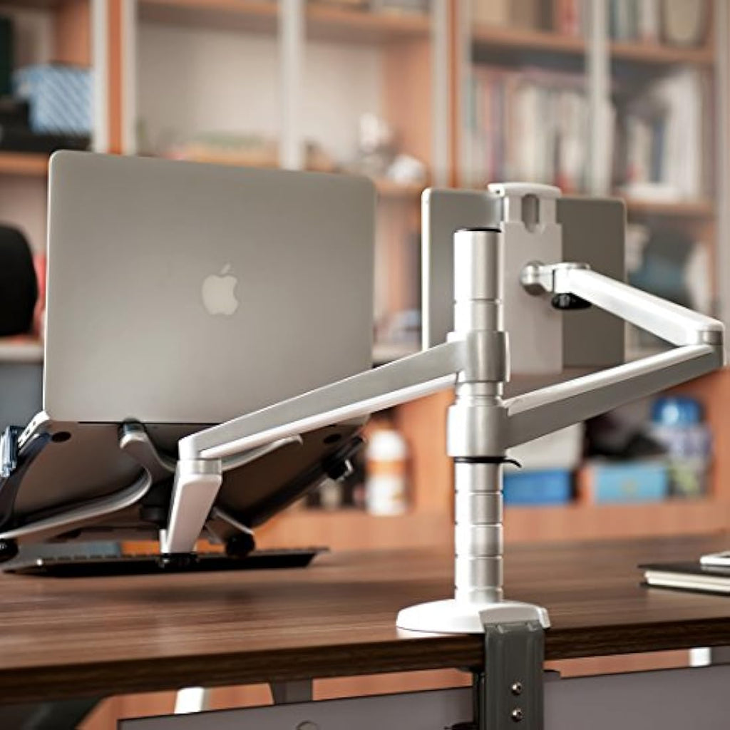 ThingyClub Adjustable Aluminium Laptop and Tablet Dual Arm Desk Mount
