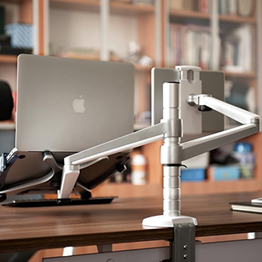 ThingyClub Adjustable Aluminium Laptop and Tablet Dual Arm Desk Mount