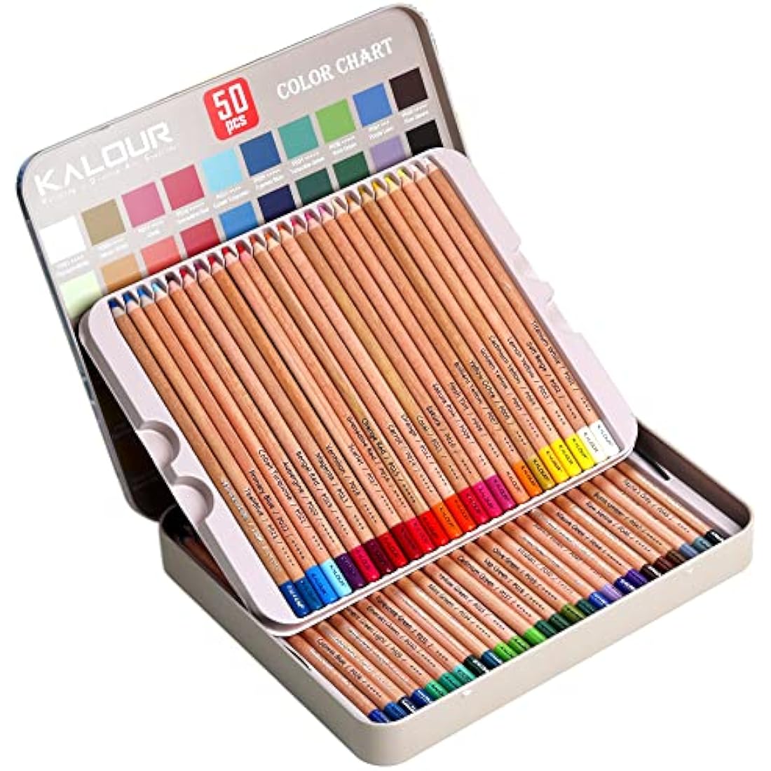 KALOUR Pro Pastel Chalk Colored Pencils | 50 Color Drawing Art Set