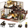 Spilay DIY Miniature Dollhouse Kit – 1:24 Scale Wooden Villa with Music Box
