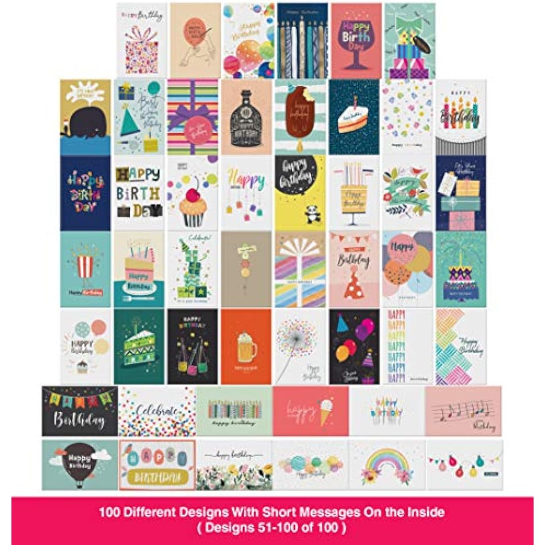 Dessie 100 Bulk Birthday Cards Assortment with Envelopes and Calendar