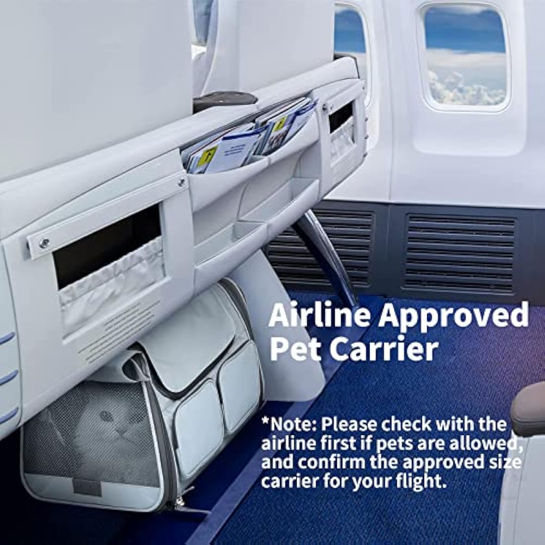 FUKUMARU Airline Approved Cat Carrier – Soft-Sided Pet Travel Bag, Grey