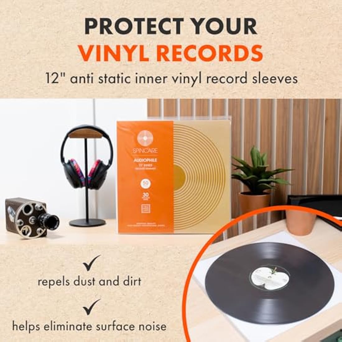 12 Inch Anti-Static Vinyl Record Sleeves - 100 Pack