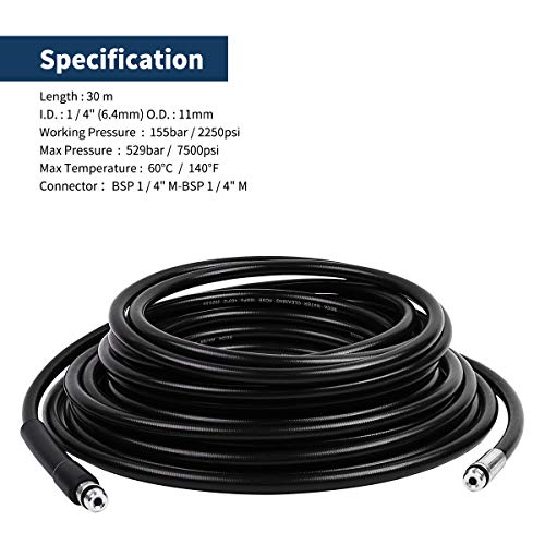 DERASL 30M High Pressure Washer Drain Hose Cleaning Kit for Karcher K2-K7