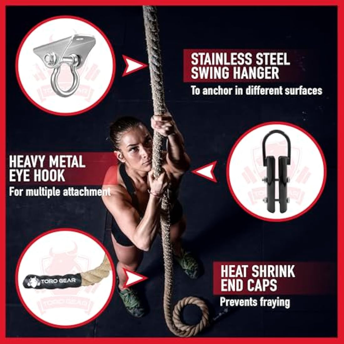 Toro Gear Jute Gym Climbing Rope | 1.5" Diameter Strength Training Rope