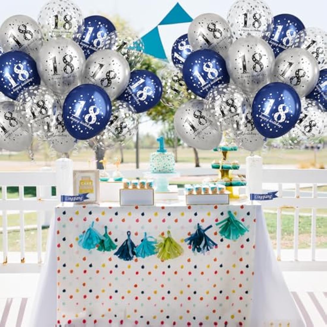 Jolof Store 18th Birthday Balloons – 15pc Navy Blue & Silver Party Decor
