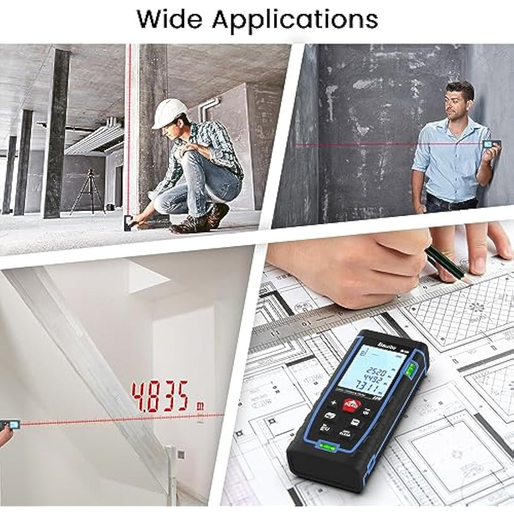 Bauihr Laser Measure Device | 165ft Distance Meter with 2 Bubble Levels