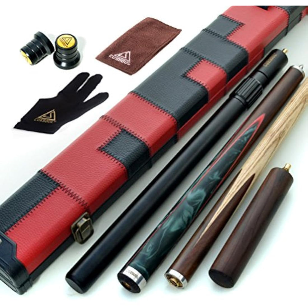 CUESOUL 57" Hand-Spliced 3/4 Snooker Cue | Ash Wood with Leatherette Case
