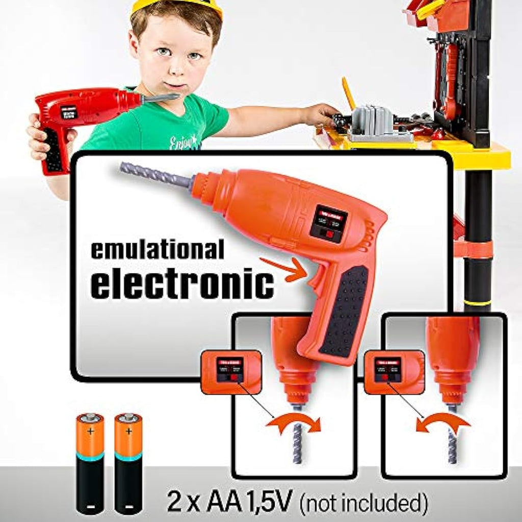 Kinderplay Kids Tool Bench – 50-Piece Workbench with Drill and Helmet