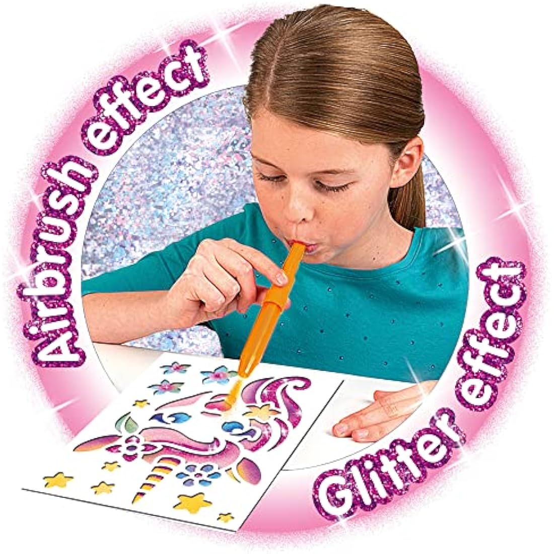 John Adams BLOPENS Sparkling Unicorn Airbrush Art Activity Set - Silver