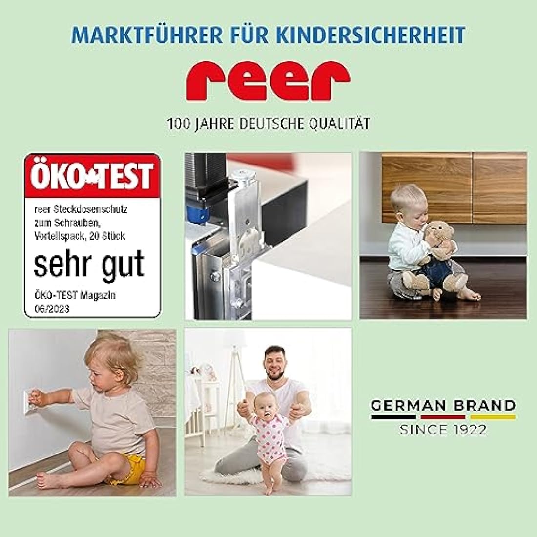 Reer Socket Protection Screw-On – White Child Safety Guard, 20 Pack