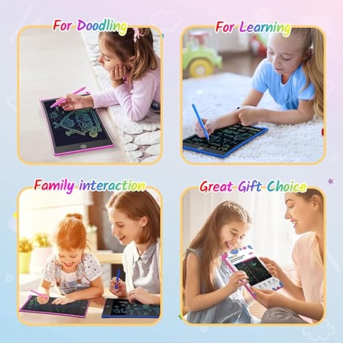 TECJOE 10 Inch LCD Writing Tablet 2 Pack - Colorful Doodle Board for Kids