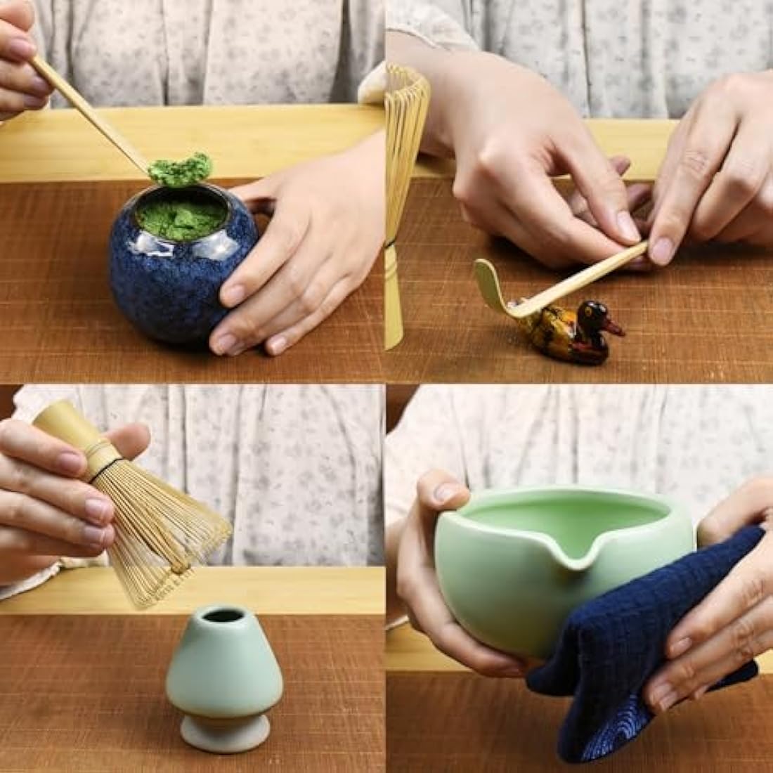 Jolof Store 7-Piece Matcha Tea Ceremony Kit with Bamboo Whisk - Green