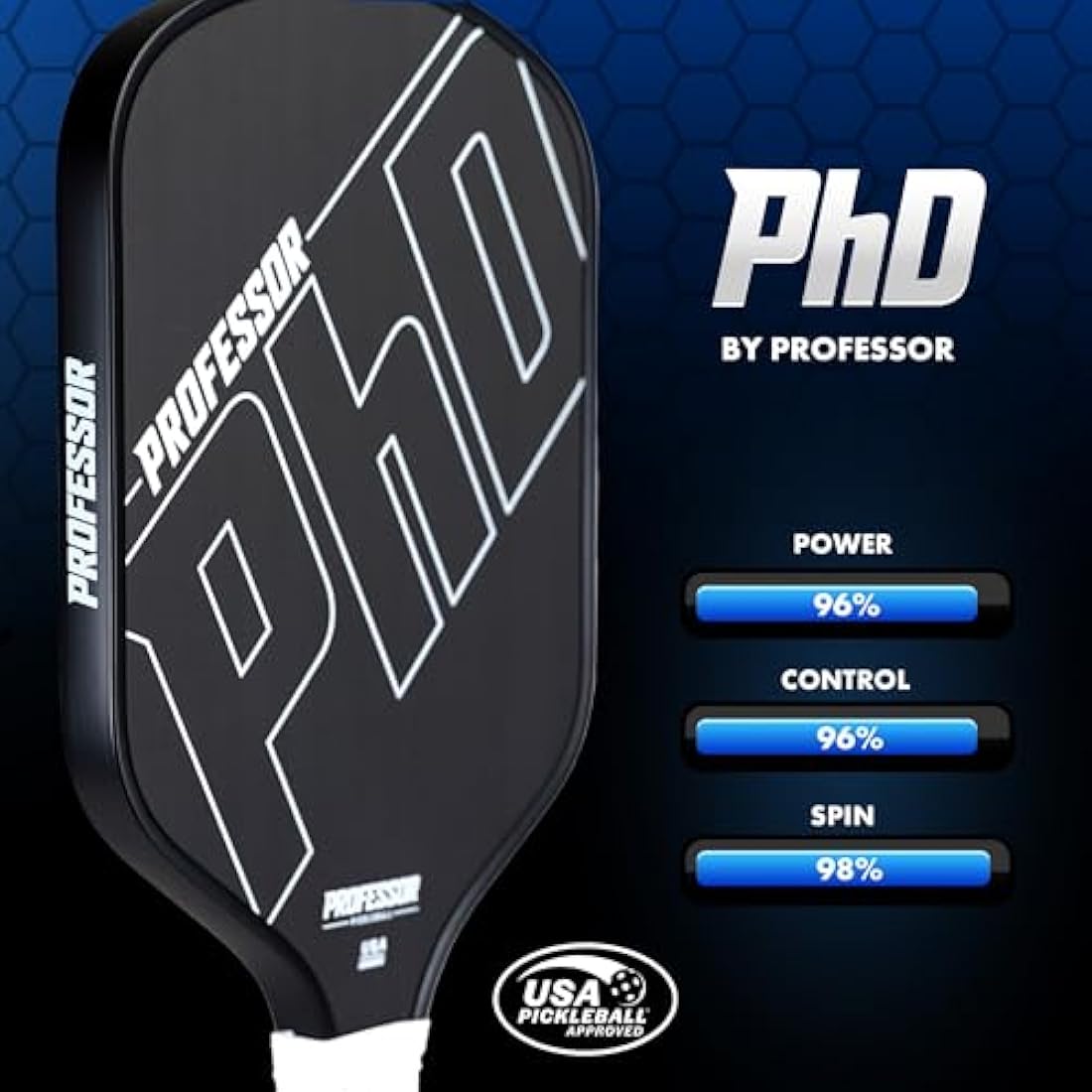 Professor PhD Raw Carbon Fiber Pickleball Paddle | 16mm T700 Core